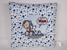 SNOOPY Peanuts Kissen blau weiß Punkte 35 cm groß selten gestickt