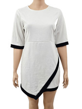 XL/44-46 Shiftkleid Minikleid LESARA elfenbein Wickel Optik elegant retro