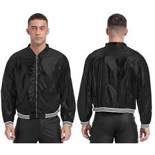 DE Herren Glänzend Jacke Glitzer Baseball Mäntel Holographic Disco Nachtclub Top