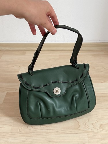 Vintage leder handtasche grün - handtasche,