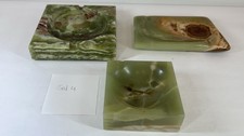 3 Vintage Onyx-Aschenbecher, Set 4, grün gemustert