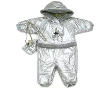 Neu PAMPOLINA Winter Ski-Overall Schneeanzug Handschuhe Mädchen silber Gr. 74/80