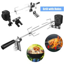 Grillspieß Set 137 cm Rotisserie Drehspieß 2X Fleischnadeln Mit Motor Drehspiess