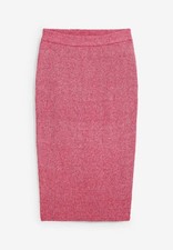 Rippstrickrock knielang Gr. 36/38 Beerenrot Wollweiß Gemustert Damen Rock Neu