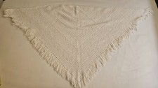 Schöner großer Fransenschal / Dreieckstuch / Fransen-Stola - Weiß | Damen