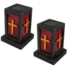 2x LED Solar Grablicht Kreuz