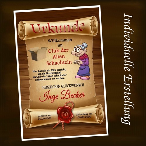 Urkunde club der alten - urkunde,