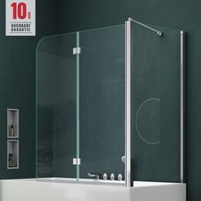 Duschwand für Badewanne Badewannenaufsatz Badewannenfaltwand ESG GLAS 6mm NANO