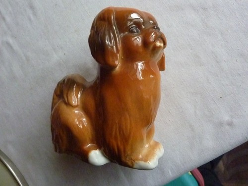 Porzellanfigur hund pekinese - hund,,