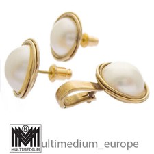 333 Gold Perlen Ohrringe Vario Clip Anhänger Stecker 8ct pearl earrings pendant