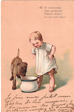 AK  CPA  -1904-  Kind und Hund stehen vor einem Nachttopf