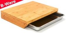 B-Ware Bambus Schneidebrett - 49x37x8 cm mit Edelstahl Auffangschale - Holzbrett
