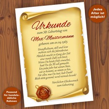 Geburtstagsurkunde 30 40 50 60