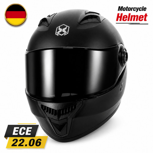 Motorradhelm matt schwarz