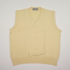 breidhof Herren Pullunder Gr. 50 gelb Feinstrick ärmellos V-Ausschnitt Schurwoll