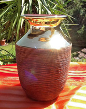 Moderne Vase Keramik Braun Gold Ritzdekor Rillen  20,5 cm hoch 1112 Gramm TOP