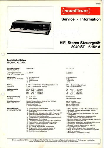 Nordmende service manual für - service, manual für