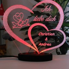 HERZ ICH LIEBE DICH LED-LICHT VALENTINSTAG MIT IHREM NAMEN EINGRAVIERT LIEBE.