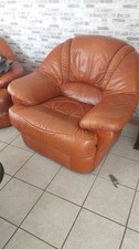 Eck Couch und Sessel Leder Braun