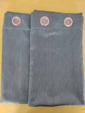 1 Paar Ösen-Vorhänge dunkel türkis petrol Wellenmuster geometrisches Muster