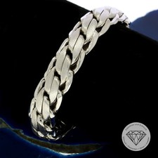 Wert 6.550,- Panzer Variant Glieder Armband 590 / 14 Kt Weiß Gold 18 cm xxyy