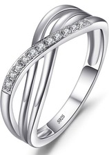1.2ct Diamant Ring, Infinty Wickelring 14k Weißgold-Finish luxuriöser Ring