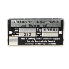 Typenschild Blanko für Simson KR51/1 | Originalgetreues Ersatzteil