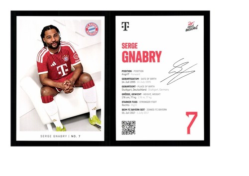 Serge gnabry autogrammkarte - serge,