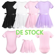 DE~Kinder Mädchen Ballettkleid Mädchen Langarm Ballett Trikot mit Chiffon