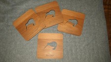 4 Getränkeuntersetzer Holz New Zealand Motiv Kiwi