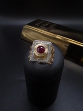 Ring Größe 62,5 Gelbgold 585 Elegant 14 k Gold zeitlos Zirkonia Rubin