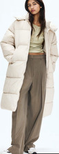 h&M Steppmantel M beige lang