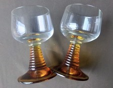 12 x Zwiesel Römer Glas - Weinglas 0,1ml goldener Fuß, gelb 11 cm