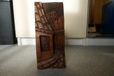 Holz Schnitzerei Handarbeit Relief Rio Brasilien 1982 VPL Alte Straße