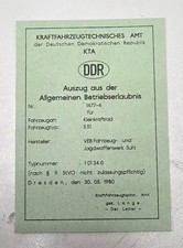 Simson KTA Papiere DDR S51