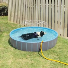 EUGAD PVC Hundepool Planschbecken Hundebad Badewanne Hunde Faltbar Ø120 cm Blau