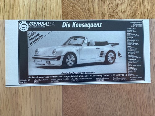1987 gemballa die - die, konsequenz