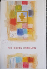 Karte ZUR HEILIGEN KOMMUNION Glückwunschkarte Kommunionskarte Kelch bunt Viereck