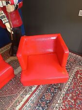 rote Kunstledersessel British Lounge  Vintage Midcentury Loft