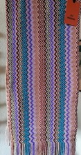Original *MISSONI* Designer STOLA  m. Fransen In Blau Lila  Tönen mit Lurex. 