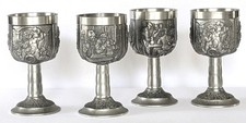 4 Zinn Wein-Kelche Becher