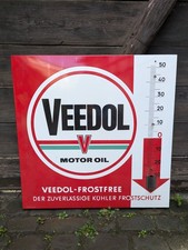 Veedol Motor Oil Emailschild mit Thermometer, 1950er Jahre