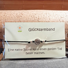 Glücksarmband mit Zugbandverschluss auf Karte mit Spruch Motiv: Blume (3)