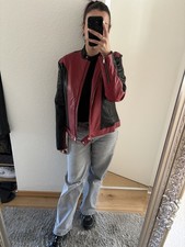 Biker Lederjacke schwarz rot