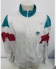 Adidas original Jacke Trainingsjacke Weiß/Grün/Rot Größe 9 Vintage Retro 90er