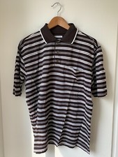 Paul Rosen - Polohemd Braun Streifen schwarz-weiß Cotton - Gr. L