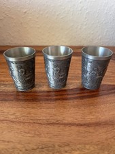 Zinn, 3 Schnaps-Becher 
