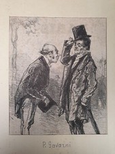 Paul Gavarni Lithographie Karikatur Humor 19 Jh. Frankreich