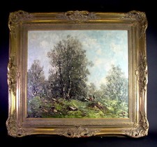 Georg Kiste (1908 - 1997) -  Sonntagsspaziergang bei Raisting  -  98,5 x 107,5 