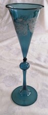 Blaues sektglas mundgeblasen - blaues, sektglas,